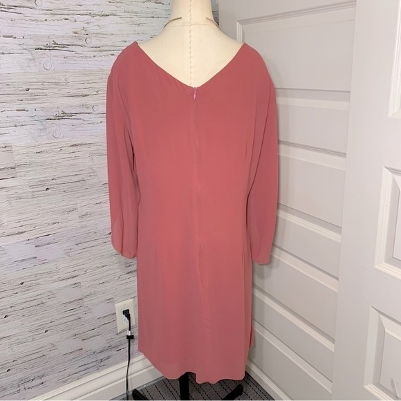 Grace Karin Pink Corral Midi Dress Chiffon Slit Sleeves Flowy Minimalist Sz 3XL - Picture 8 of 15